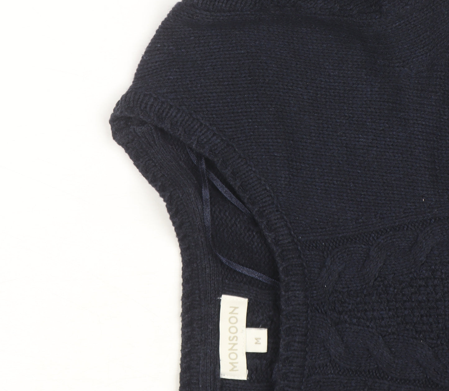 Monsoon Womens Blue Cable Knit Long Sleeve Tunic Jumper M