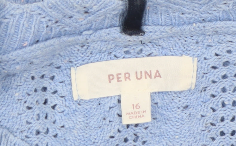 Marks and Spencer Per Una Blue Open-Knit Jumper Women’s Size 16