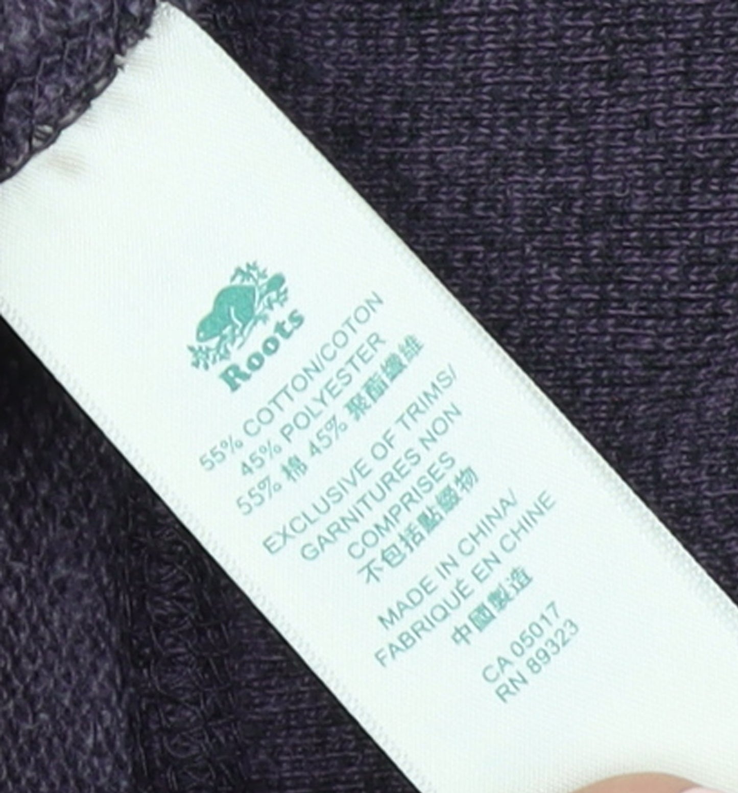 Roots Canada Womens Purple Full Zip Hoodie Size L Cotton Blend