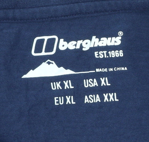 Berghaus Men's Blue XL Long Sleeve Cotton Outdoor T-Shirt