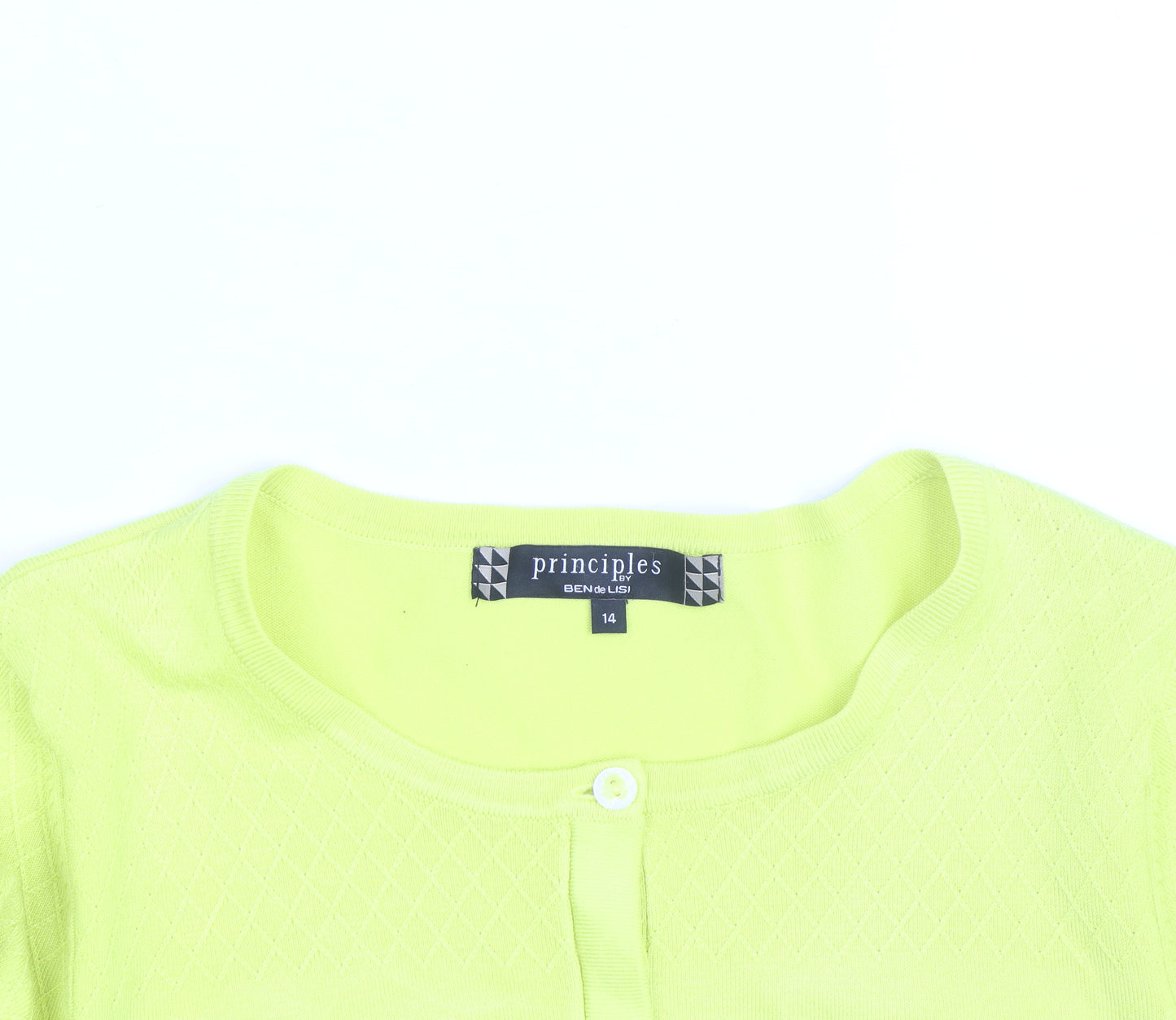 Principles by Ben De Lisi Women's Yellow Cotton Knit Cardigan Size 14