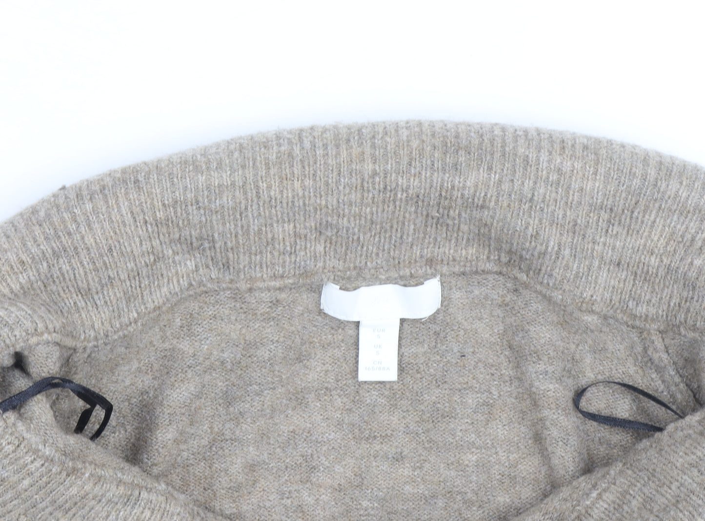 H&M Women Beige Cowl Neck Wool Blend Jumper Size S