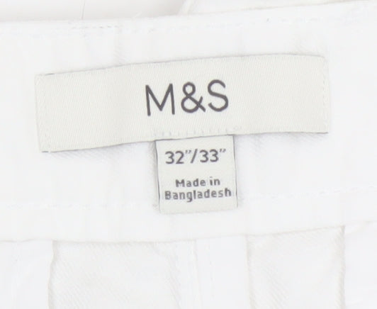 Marks and Spencer Men's White Linen Blend Chino Trousers 32W 33L