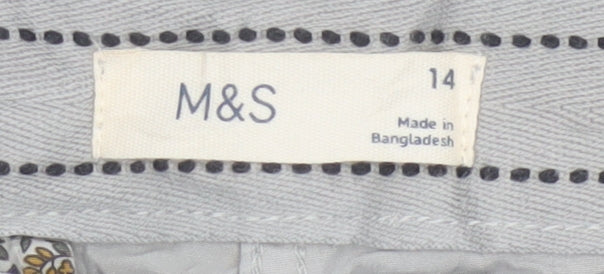 Marks and Spencer Womens Grey Chino Trousers Size 14 Regular Fit