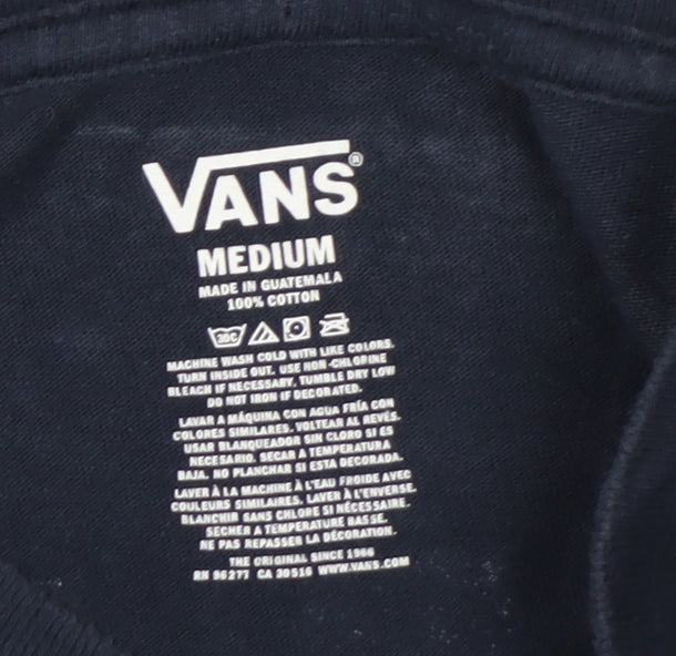 Vans Men's Blue Long Sleeve Graphic Cotton T-Shirt Medium