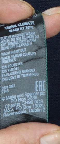 Marks and Spencer Women's Blue Regular Straight Leg Trousers Size 14