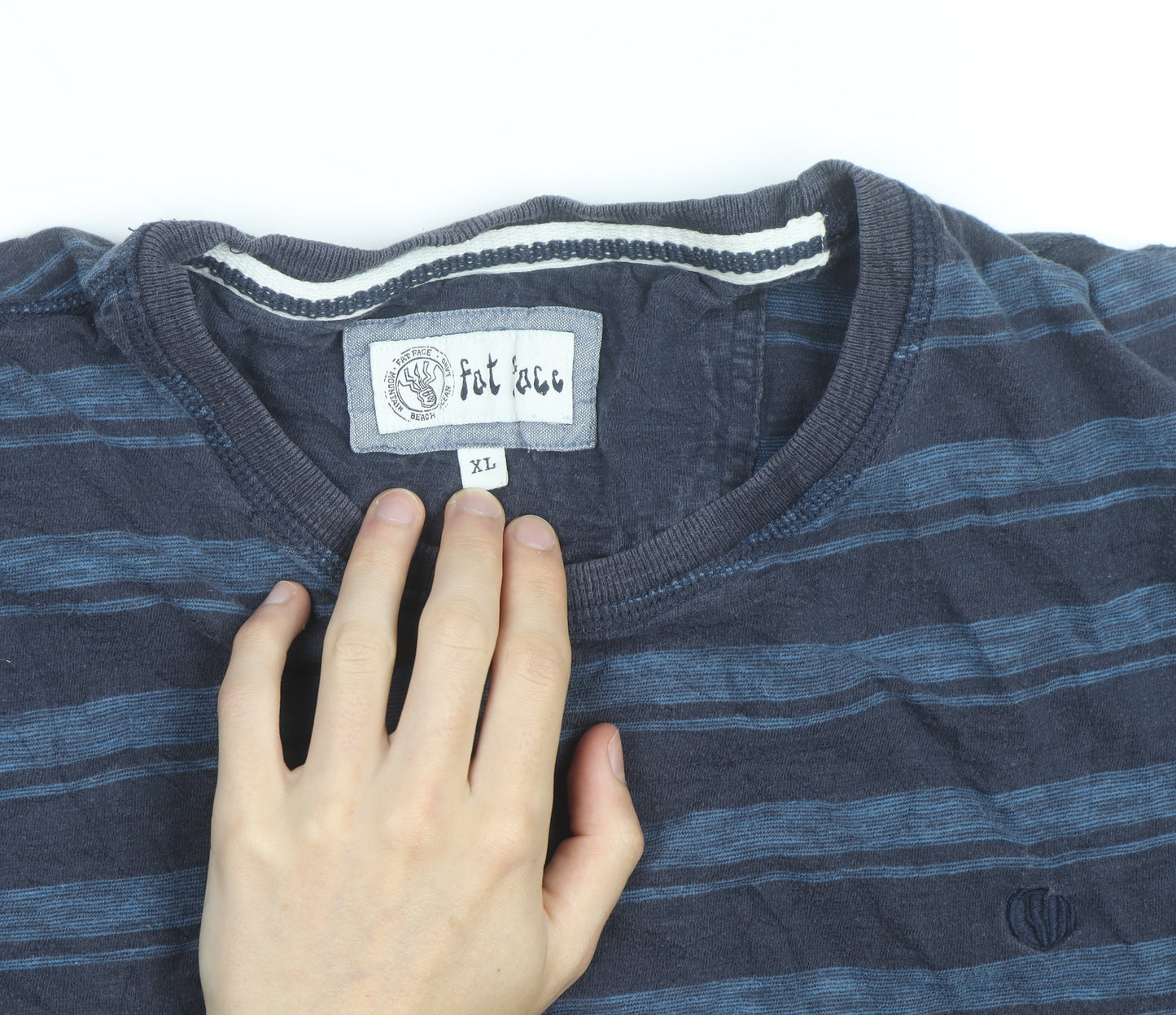 Fat Face Men's Blue Striped Cotton Crew Neck T-Shirt XL