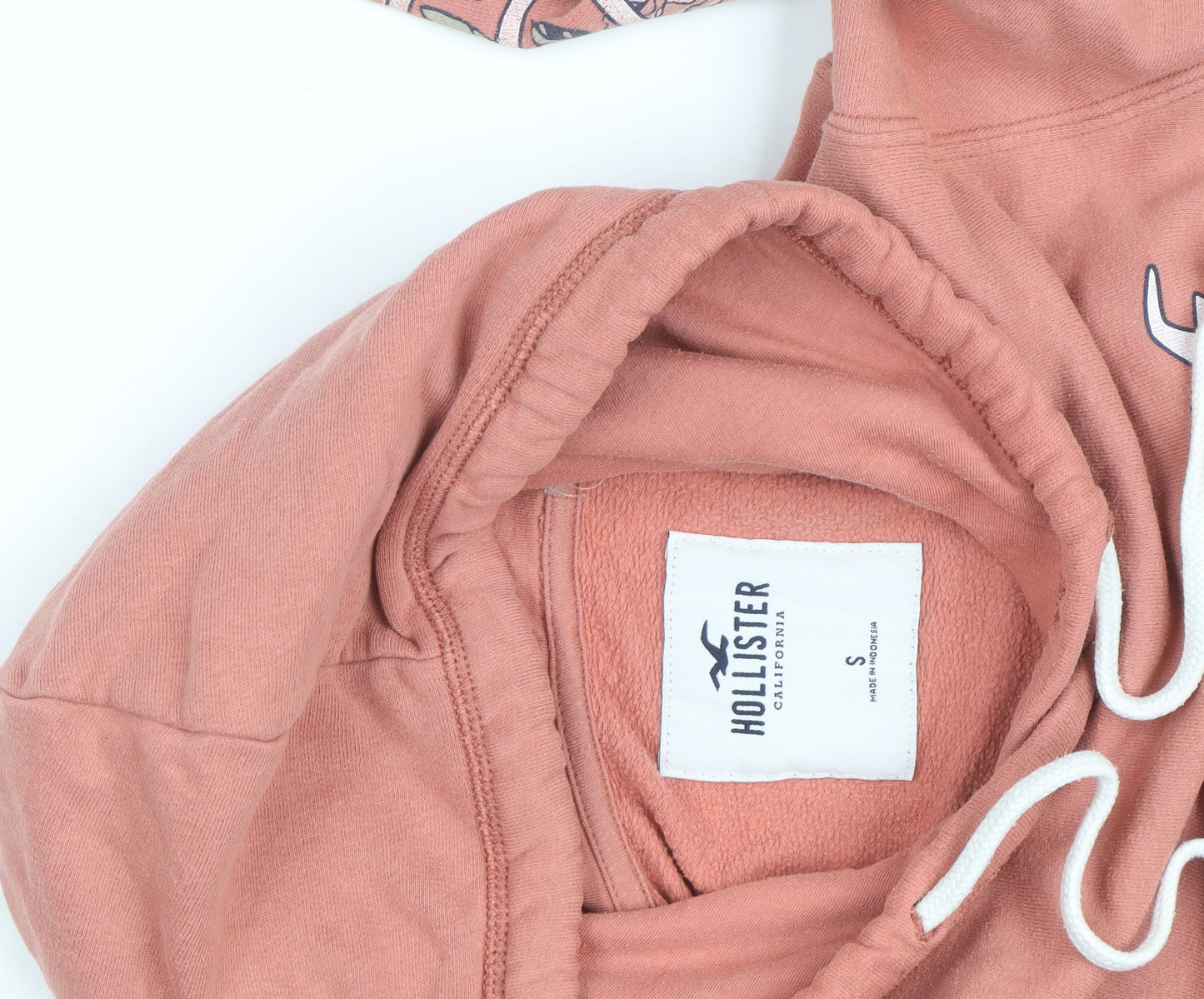 Hollister Men’s Pink Pullover Hoodie S Regular Fit Logo Fleece