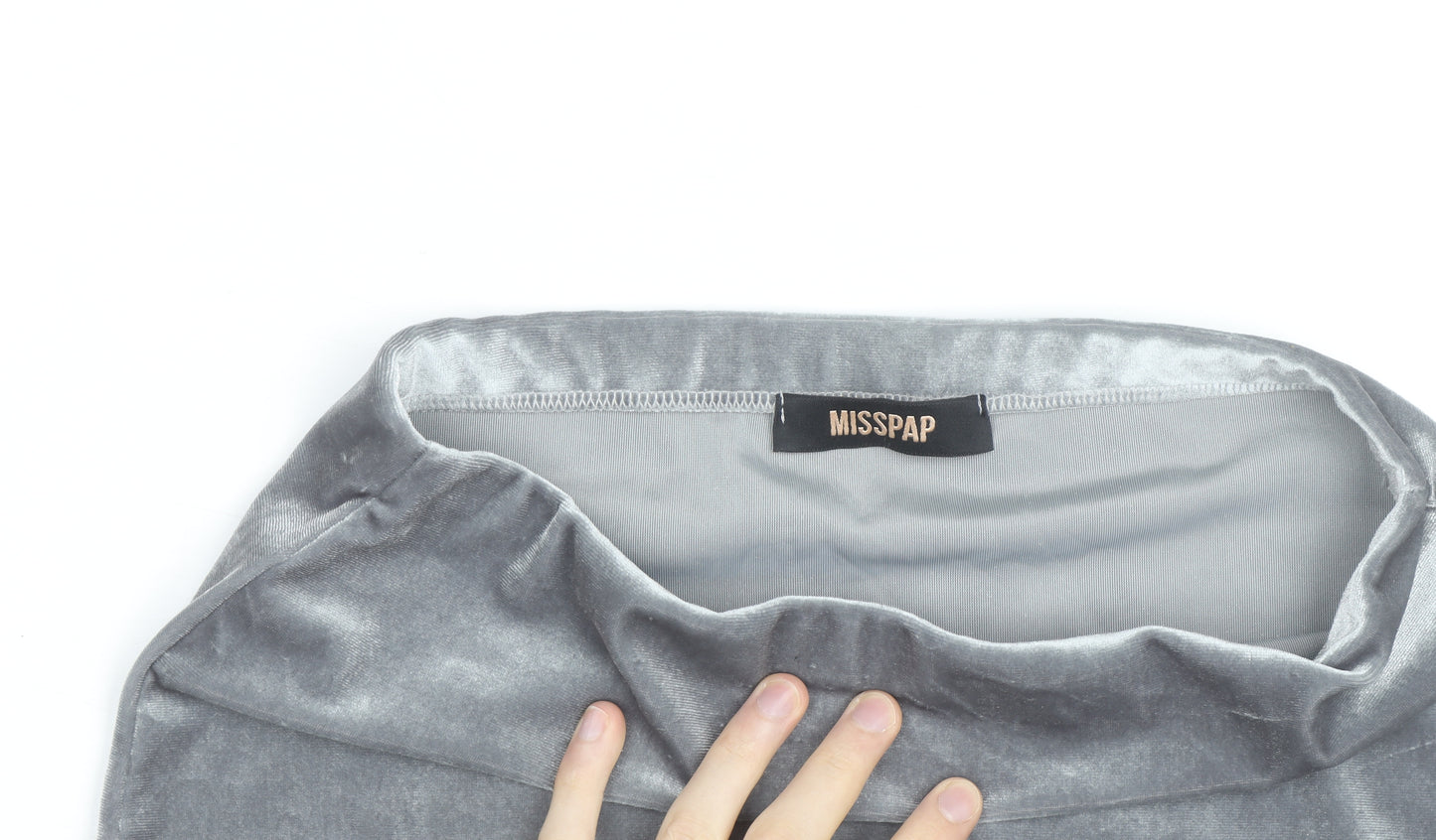 Misspap Women’s Grey Velvet Stretch Pencil Skirt Size 10