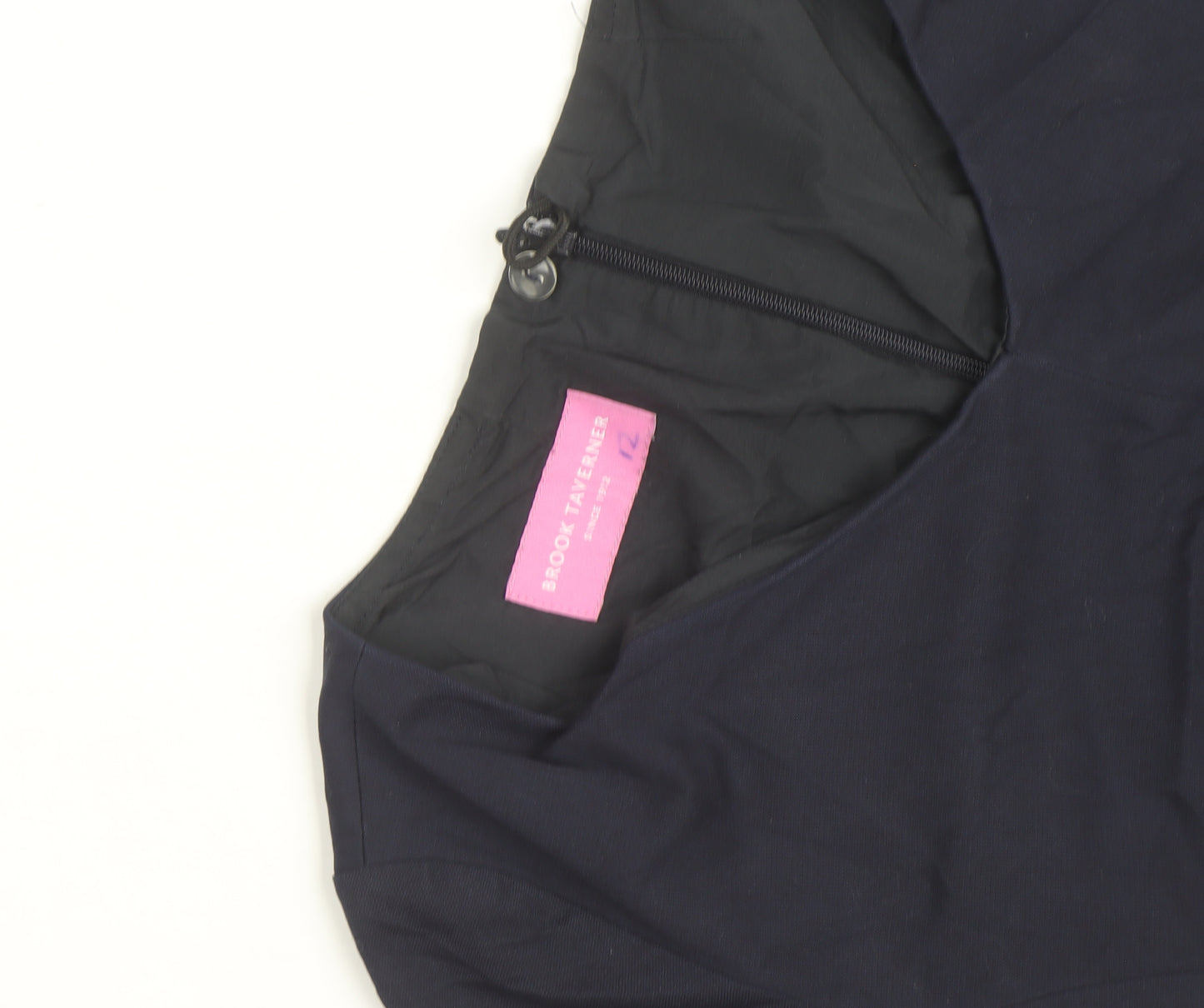 Brook Taverner Women's Navy Blue V-Neck Sheath Work Dress Size 12