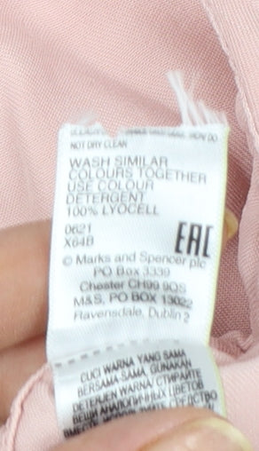 Marks and Spencer Women Pink Lyocell Button-Up Long Sleeve Shirt Size 14