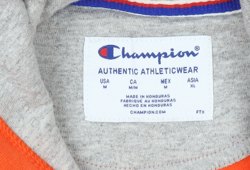 Champion Men's Orange Pullover Hoodie Size M Regular Fit Fleece