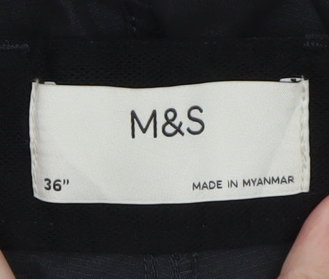 Marks and Spencer Men's Black Cargo Shorts 36in Regular Fit