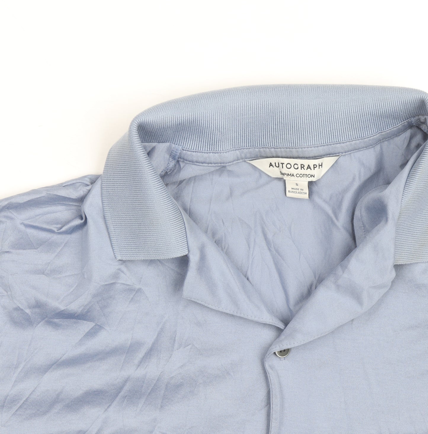 Marks and Spencer Autograph Men’s Blue Cotton Short Sleeve Shirt M