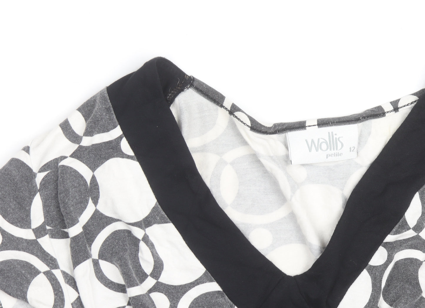 Wallis Petite Women's Black & White Geometric Wrap Blouse Size 12