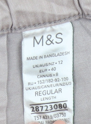 Marks and Spencer Women Beige Jogger Trousers Size 12 Regular