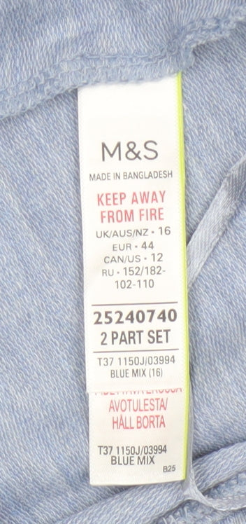 Marks and Spencer Womens Blue Jersey Pyjama Pants Size 16