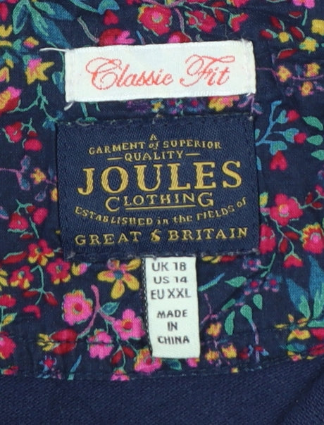 Joules Women's Navy Polo Shirt Size 18 Classic Fit Embroidered Design