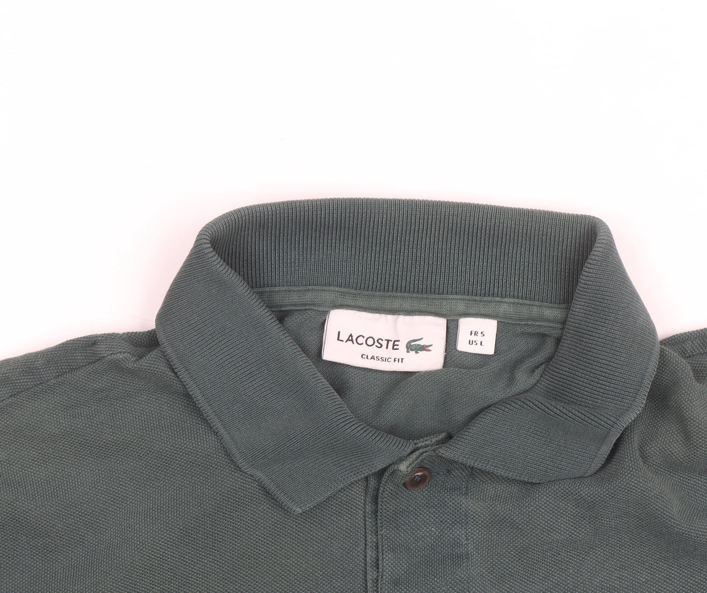 Lacoste Men's Green Classic Fit Cotton Polo Shirt Size L