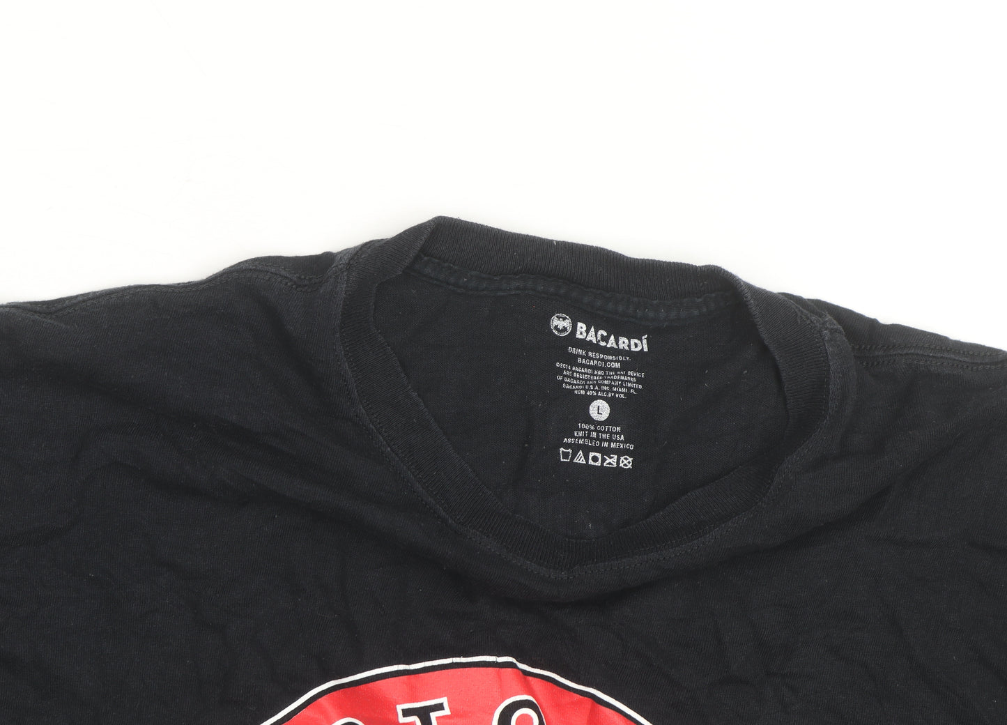 Bacardí Puerto Rico Men's Black Cotton Graphic T-Shirt Size L