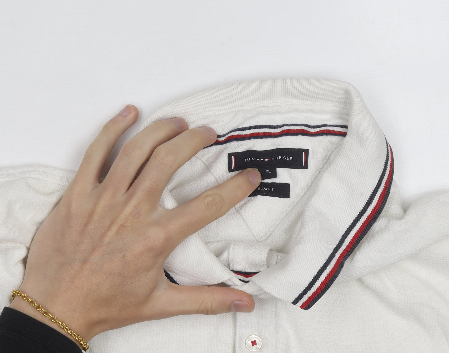 Tommy Hilfiger Men's White Slim Fit Polo Shirt XL Classic Casual