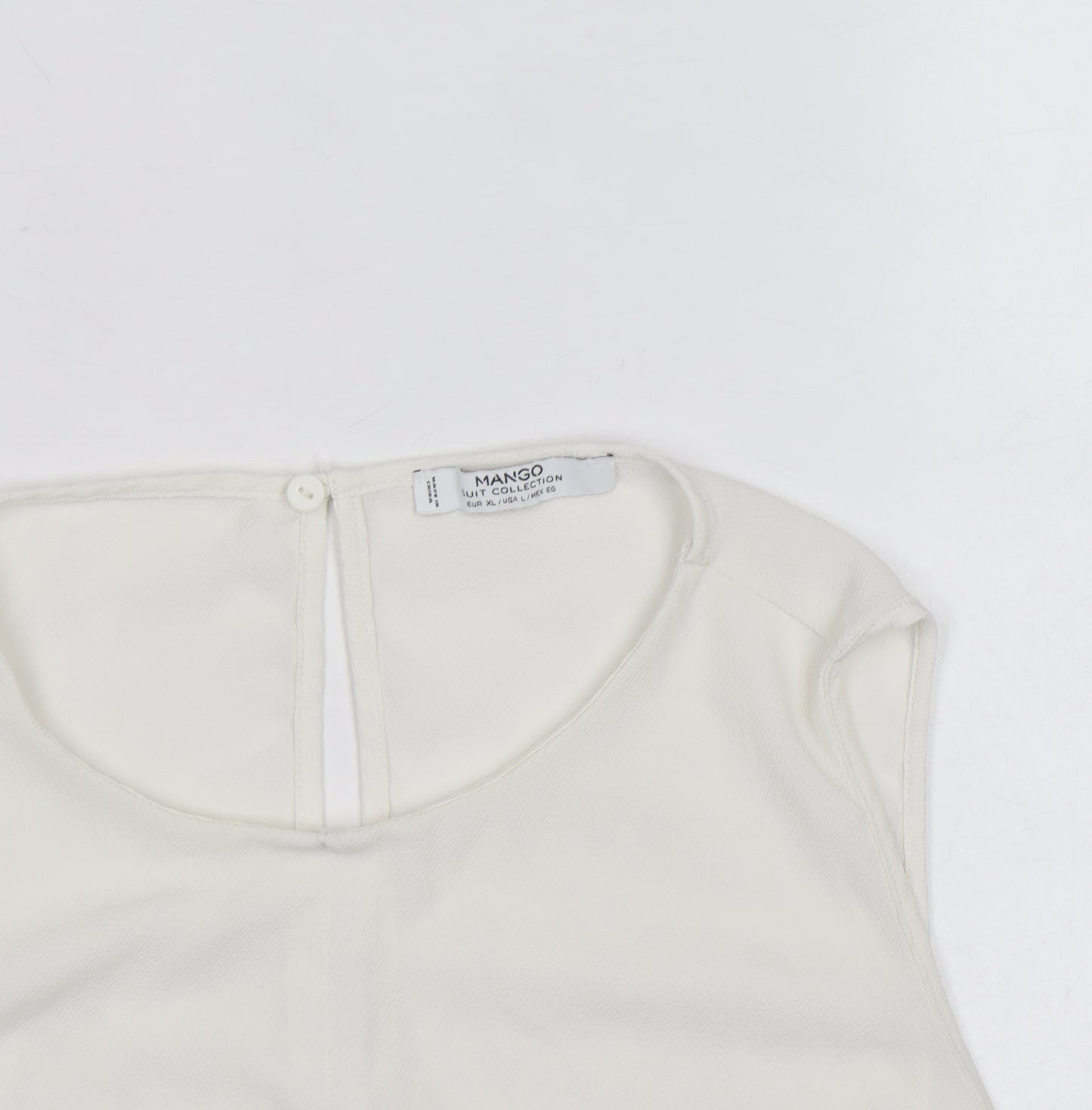 Mango Women Ivory Sleeveless Chiffon Blouse Size 14