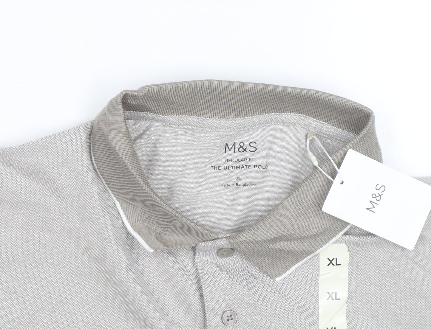Marks and Spencer Men's Beige Regular Fit Cotton Polo Shirt XL