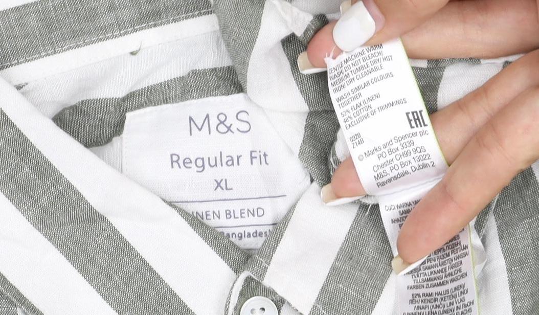 Marks and Spencer Men's Green Striped Linen Blend Short Sleeve Shirt XL
