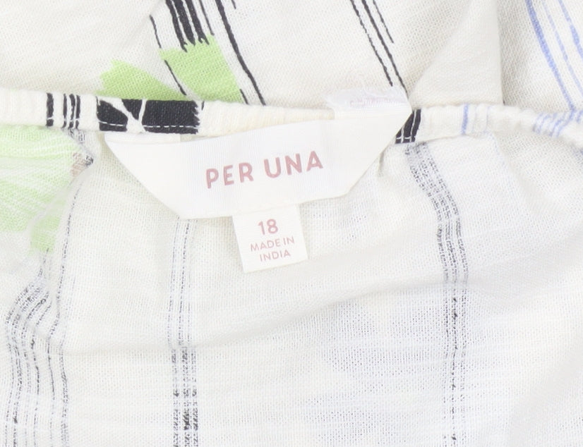 Marks and Spencer Per Una Women’s Ivory Floral A-Line Summer Dress Size 18