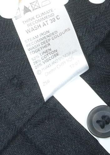 Marks and Spencer Women's Black Linen Blend Wide Leg Trousers Size 8