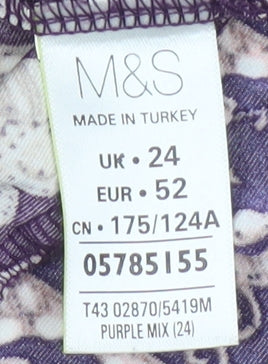 Marks and Spencer Womens Purple Geometric Tunic Blouse Size 24