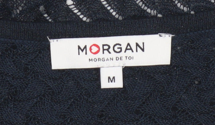 Morgan de Toi Women's Black Open-Knit Cardigan Size M