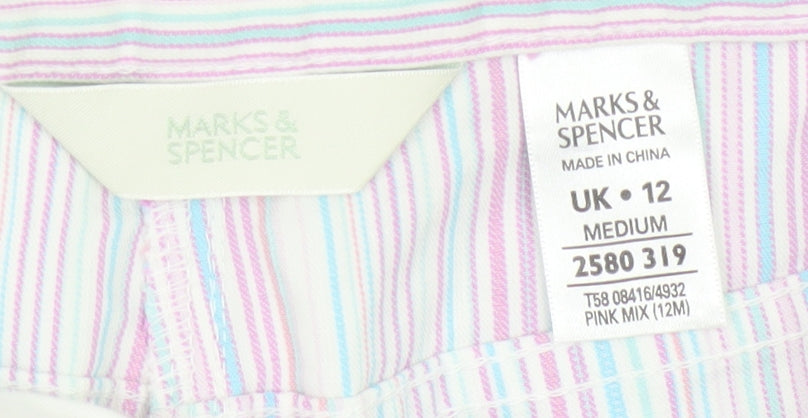 Marks and Spencer Women’s Multicoloured Cropped Striped Trousers Size 12