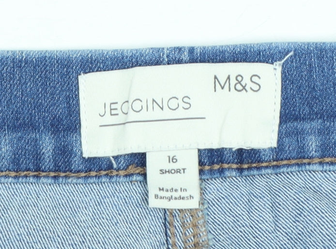 Marks and Spencer Womens Blue Size 16 Short Jegging Skinny Jeans