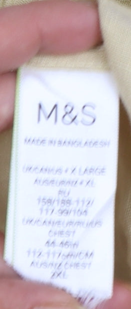 Marks and Spencer Men's Beige Pure Linen XL Long Sleeve Casual Shirt