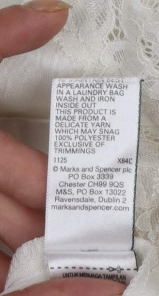 Marks and Spencer Women Ivory Size 6 Lace Trim Satin Slip Dress