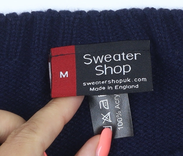 Sweater Shop Women Blue Ski Fair Isle Acrylic Jumper M