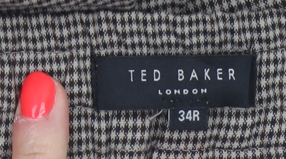 Ted Baker Men's Brown Check Chino Trousers 34R Straight Fit