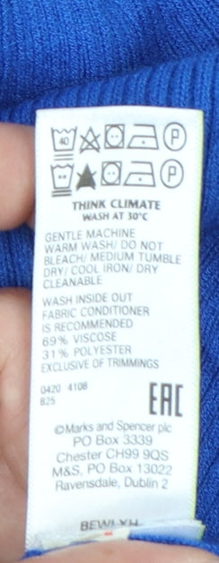 Marks and Spencer Women's Blue Knit Sleeveless Tank Top Size 14