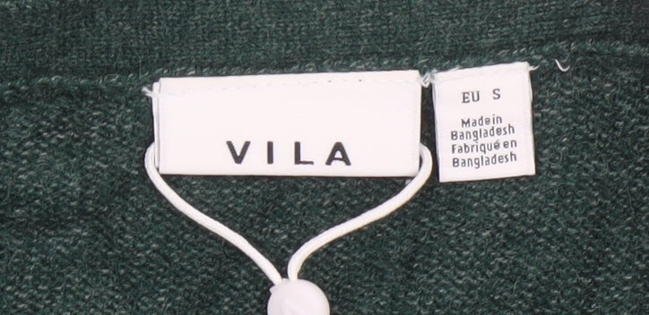 VILA Womens Green Long Cardigan S Viscose Blend Open Front