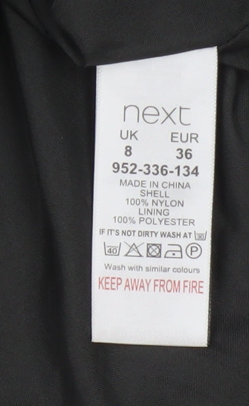 Next Women Grey Hooded Parka Coat Size 8 Long Nylon Jacket