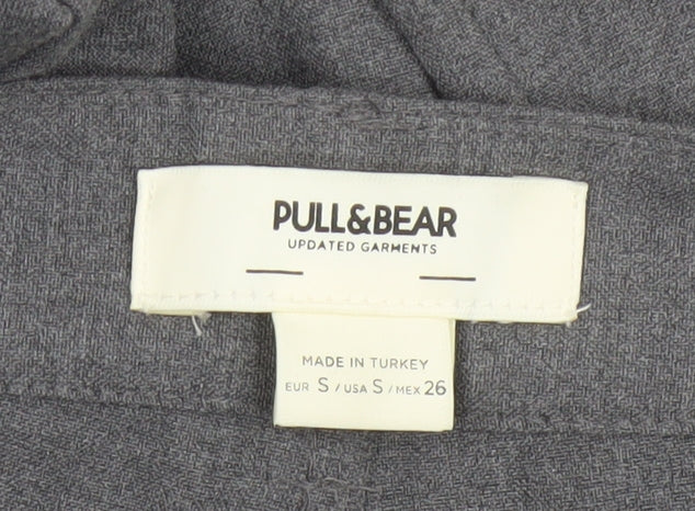 Pull&Bear Women Grey S High Rise Straight Tailored Trousers