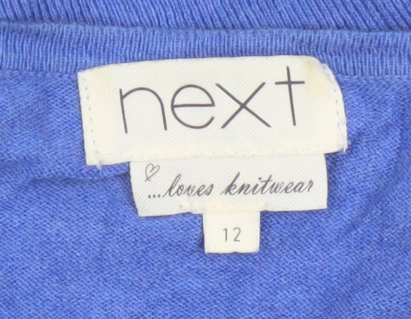 Next Women Blue Cotton Blend Button Cardigan UK 12 Long Sleeve