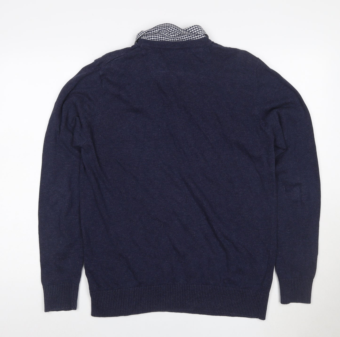 Kensington Dockside Men's Navy M Collared Cotton Knit Pullover Jumper