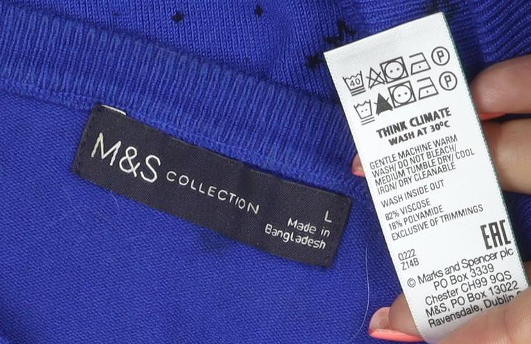 Marks & Spencer Women’s Blue Star Print L Puff Sleeve Jumper