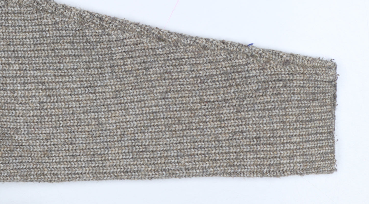 Marks and Spencer Women Beige XL Rib Knit Crew Neck Pullover Jumper