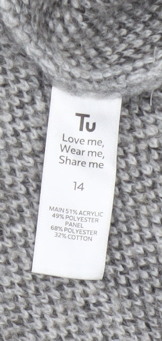 Tu Women Grey Argyle Collared Long Sleeve Jumper Size 14