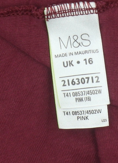 Marks and Spencer Women Red UK 16 Horse Print 3/4 Sleeve T-Shirt