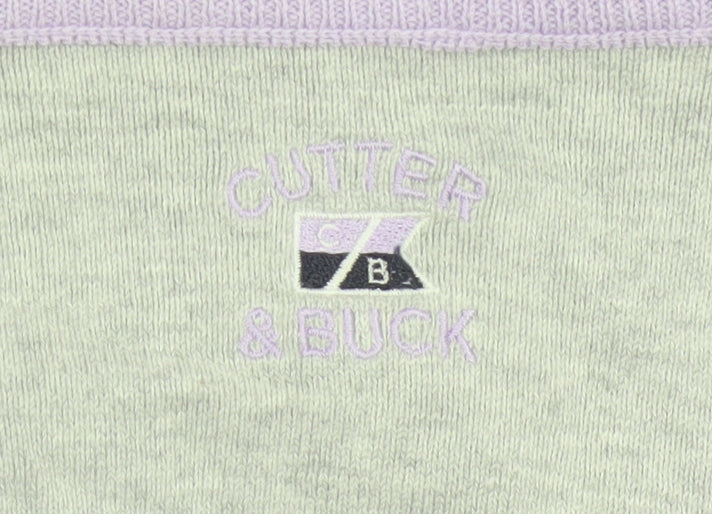 Cutter & Buck Men’s Purple L V-Neck Logo Cotton Blend Jumper