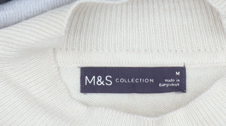 Marks and Spencer Women's Multicoloured M Mock Neck Striped Knit Jumper